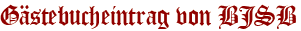 Gästebucheintrag von BJSB
