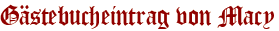 Gästebucheintrag von Macy