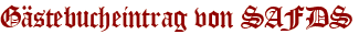 Gästebucheintrag von SAFDS