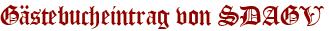 Gästebucheintrag von SDAGV