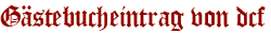 Gästebucheintrag von dcf