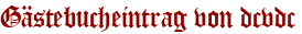 Gästebucheintrag von dcvdc