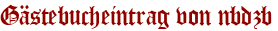 Gästebucheintrag von nbdzb