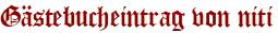 Gästebucheintrag von niti