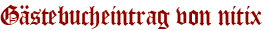 Gästebucheintrag von nitix