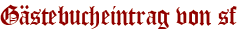 Gästebucheintrag von sf