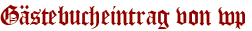 Gästebucheintrag von wp
